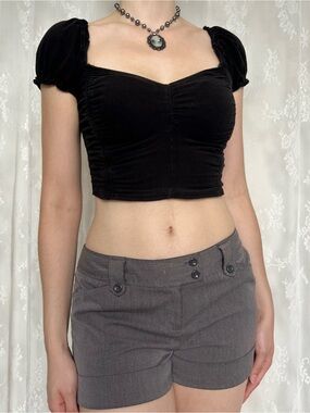2000s Office Siren Dark Academia Grey Shorts